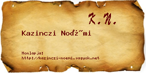 Kazinczi Noémi névjegykártya